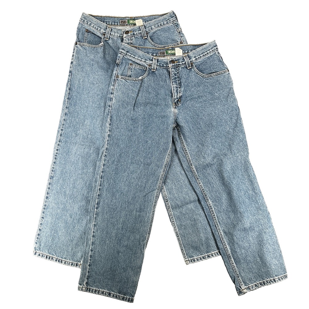 LOT of 2 Anchor Blue Original Baggy Jeans Blue 33x30 Y2K Wide Leg Denim Skater